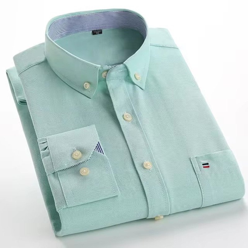 5XL-6XL-7XL เสื้อเชิ้ตแขนยาวขอ - Oxford Cotton Casual Shirt Business บทวิจารณ์และราคา