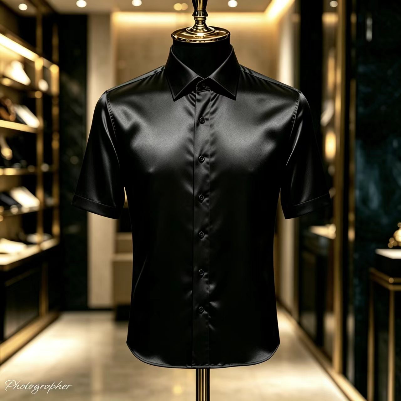 เสื้อเชิ้ตผู้ชายแขนสั้นผ้าซาติ - Mens Satin Silk Dress Shirt บทวิจารณ์และราคา