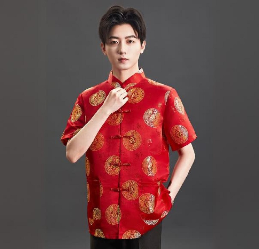 เสื้อยืดผ้าซาตินปักลายสไตล์จีน - Mens Satin Silk Dress Shirt บทวิจารณ์และราคา