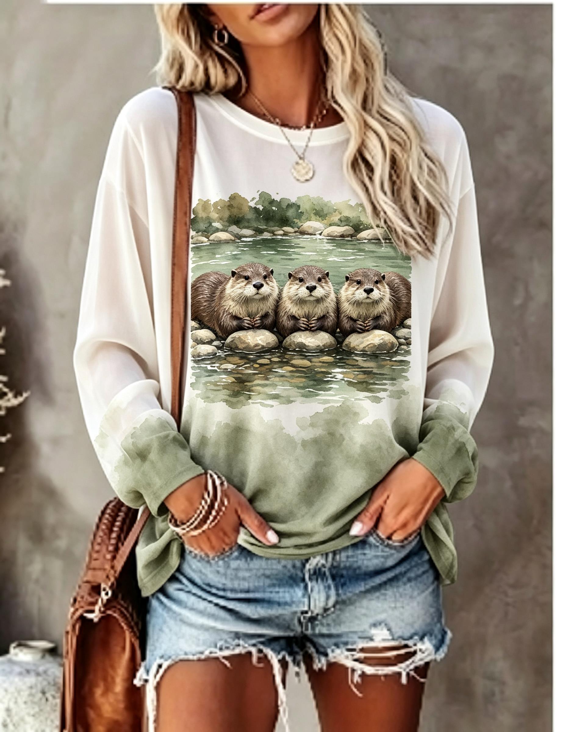 เสื้อยืดแขนยาวผู้หญิง ลายคาปิบ - T-Shirts บทวิจารณ์และราคา